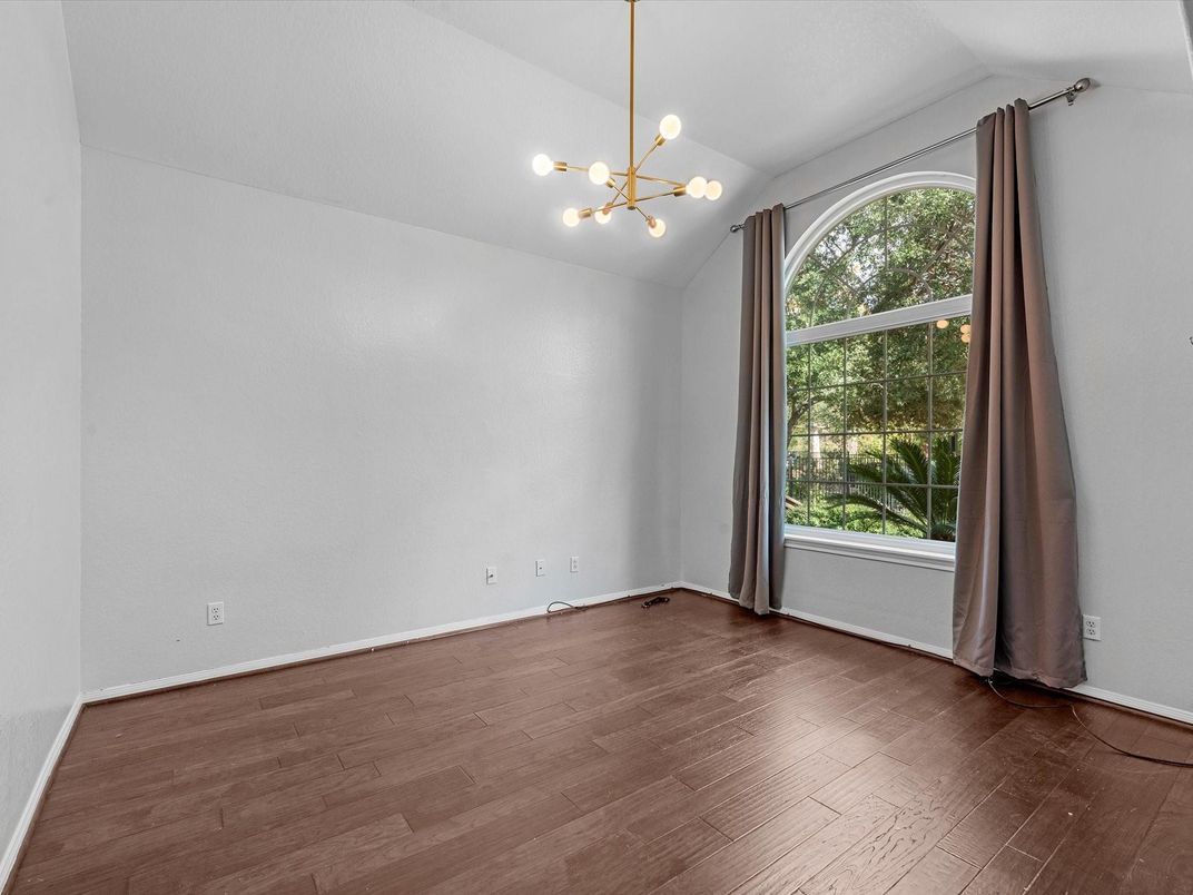 Empty room, Interior, Pendant Lights, Wood Texture Flooring
