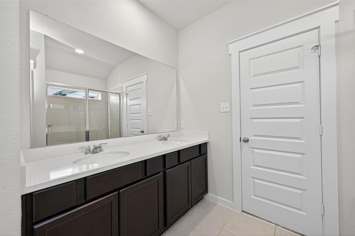 Bathroom, Dual Sink Vanities, Glass Shower, Interior, Recessed Lighting