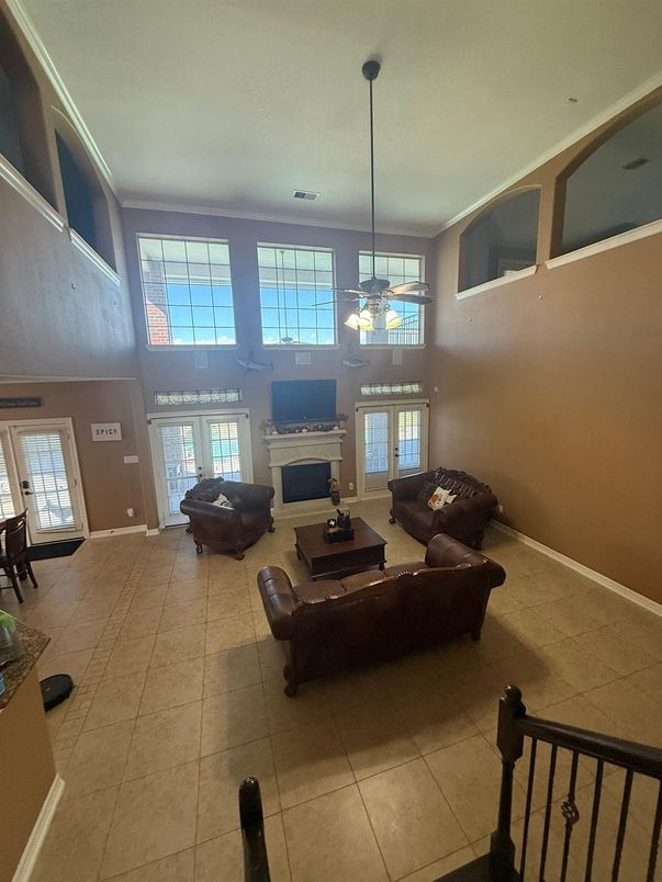 Fireplace, Interior, Living room, Pendant Lights