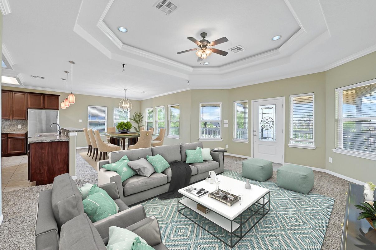 Dining room, Interior, Kitchen, Living room, Pendant Lights, Recessed Lighting, Stainless Steel Appliances