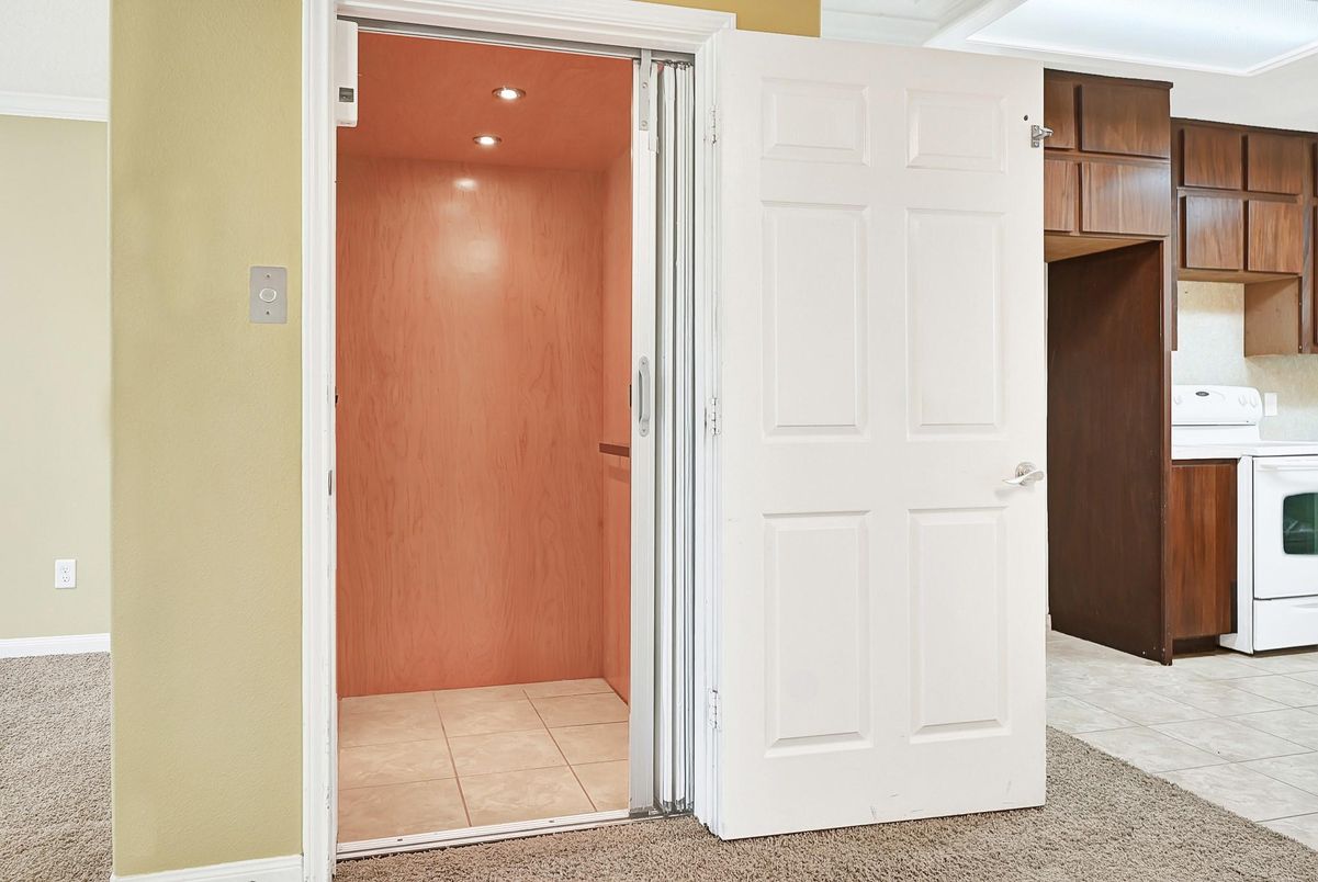 Elevator, Interior, Recessed Lighting, Wooden Walls