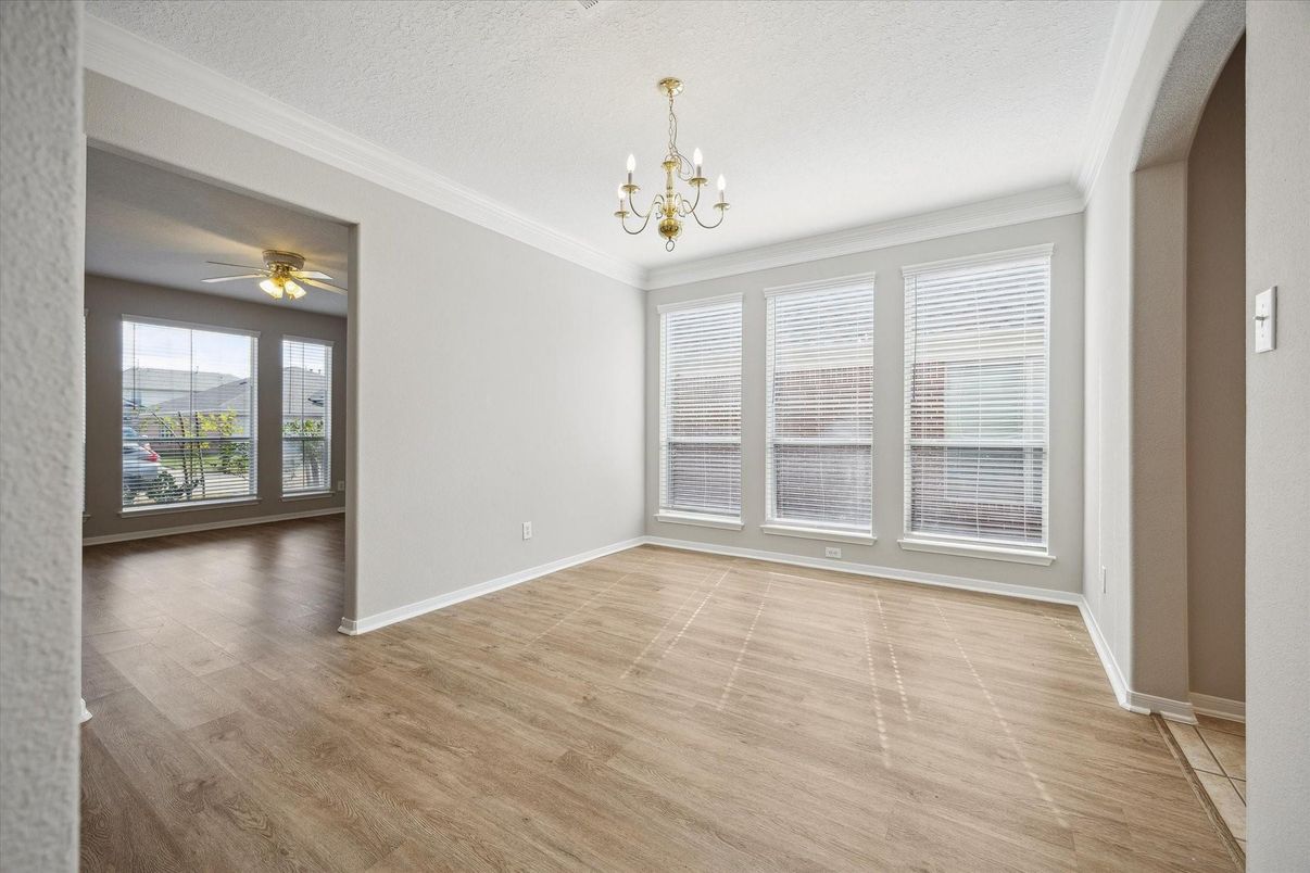 Chandelier, Empty room, Interior, Wood Texture Flooring