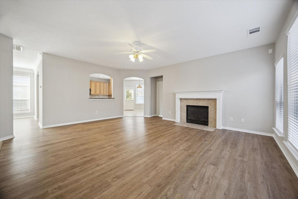 Empty room, Fireplace, Interior, Wood Texture Flooring