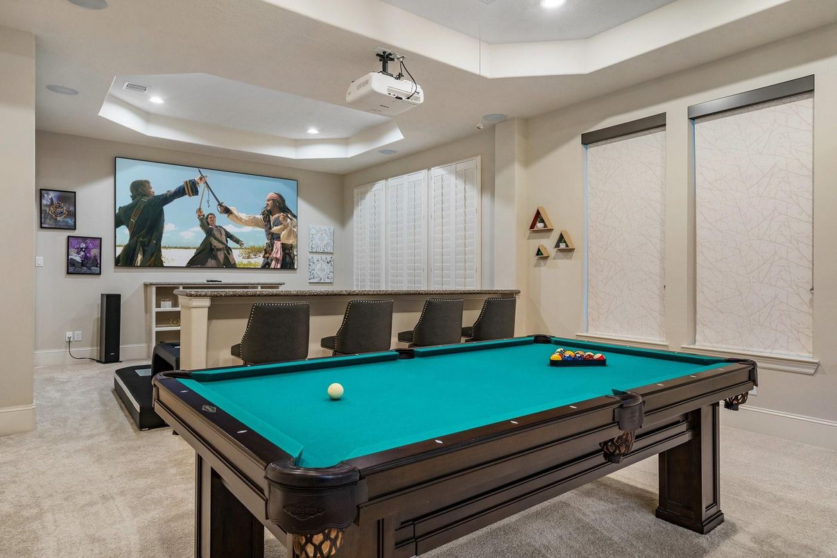 Billiard Table, Game Room, Interior, Recessed Lighting