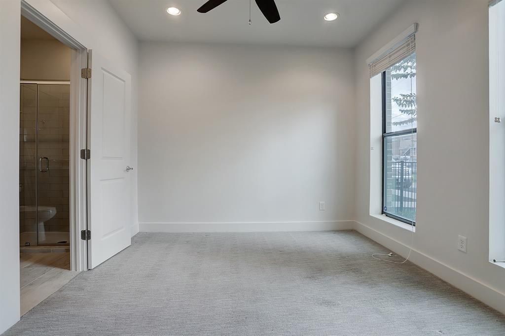 Bathroom, Empty room, Glass Shower, Interior, Recessed Lighting