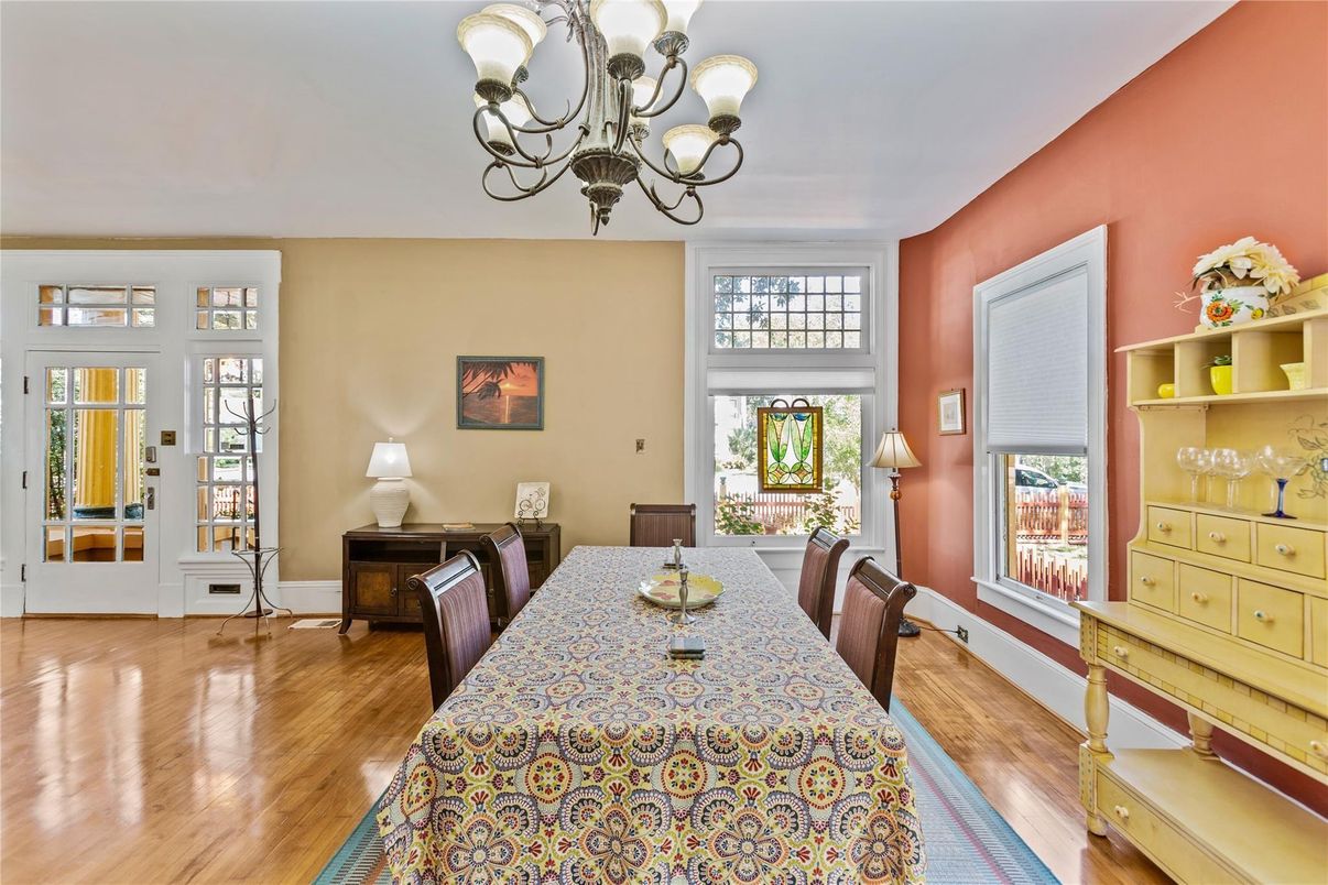 Chandelier, Dining room, Interior, Wood Texture Flooring