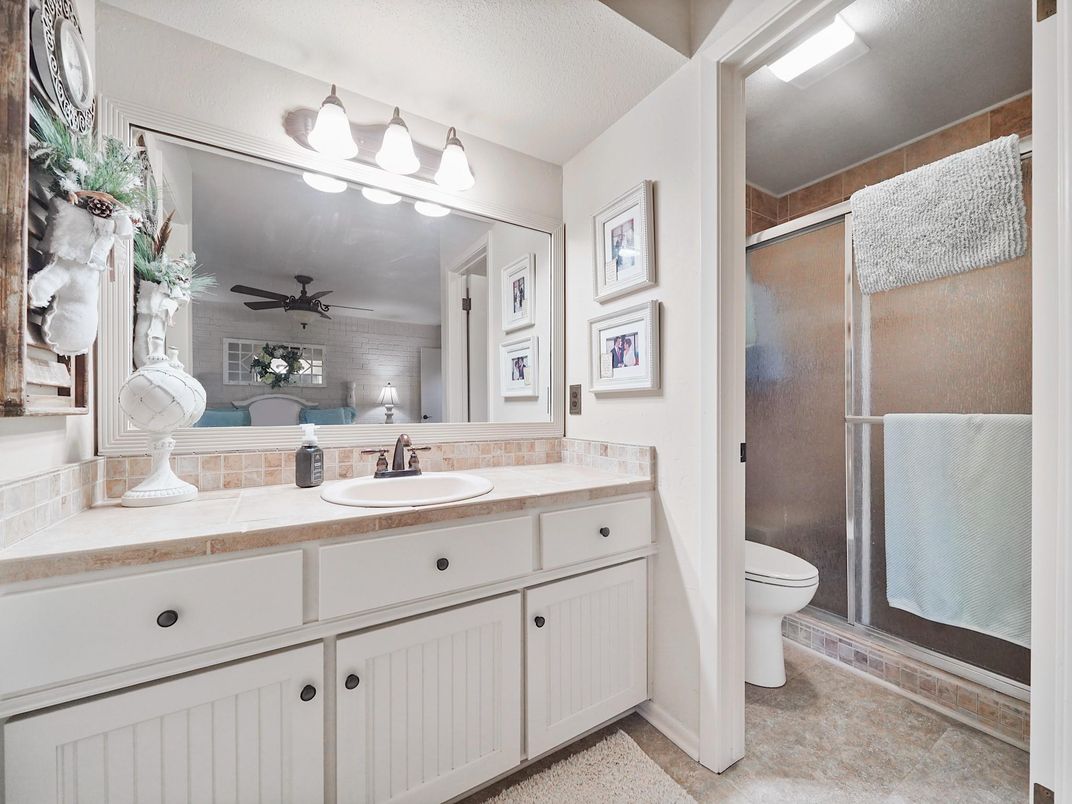 Bathroom, Glass Shower, Interior, Tile Countertops