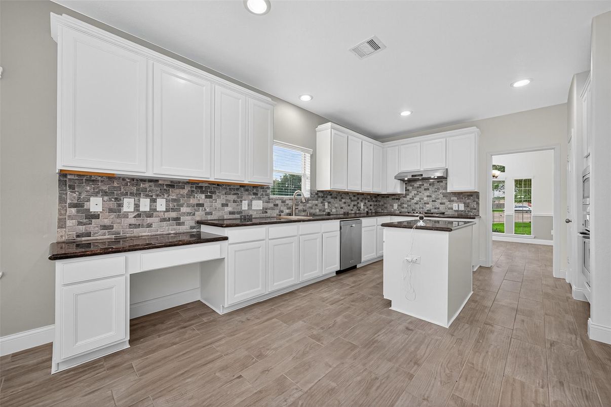 Interior, Kitchen, Recessed Lighting, Wood Texture Flooring