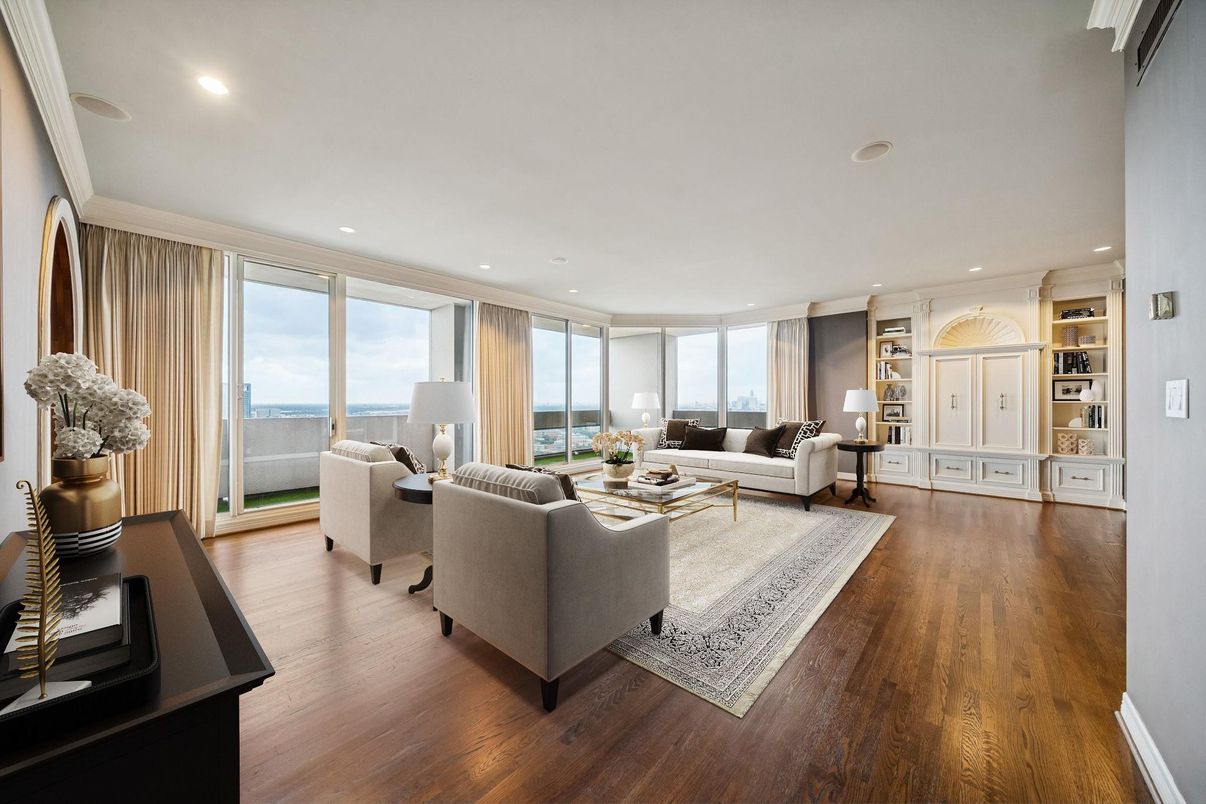 Interior, Living room, Recessed Lighting, Water, Wood Texture Flooring