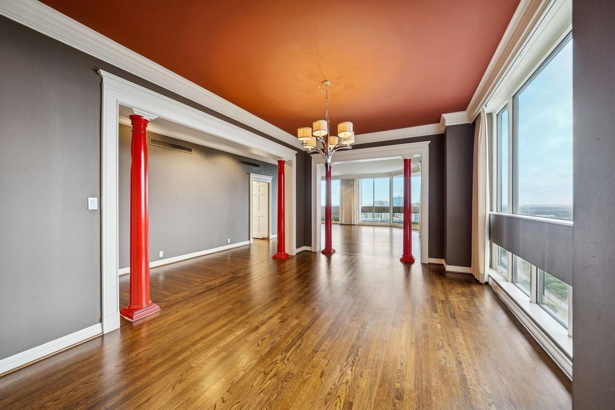 Chandelier, Empty room, Interior, Wood Texture Flooring