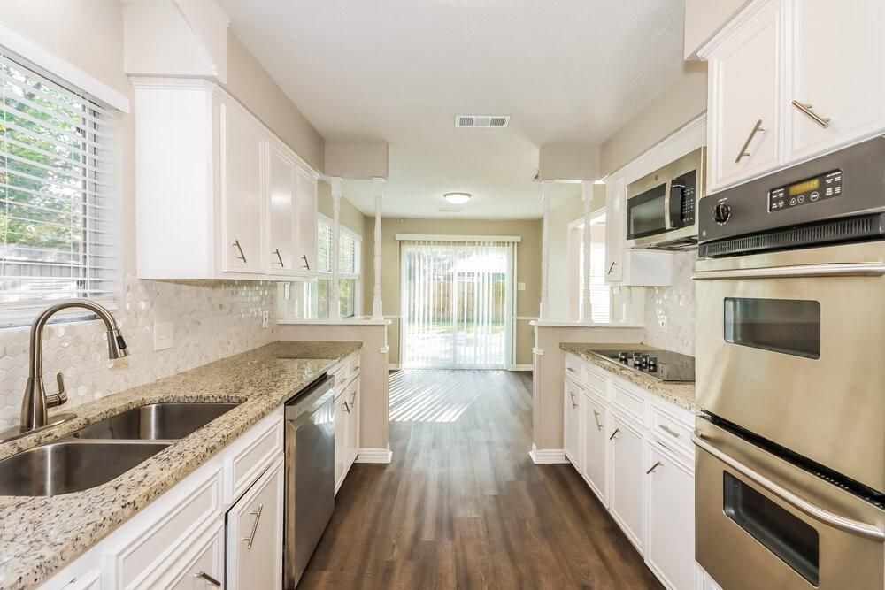Interior, Kitchen, Stainless Steel Appliances, Wood Texture Flooring