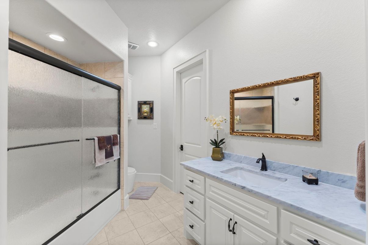 Bathroom, Dual Sink Vanities, Glass Shower, Interior, Recessed Lighting