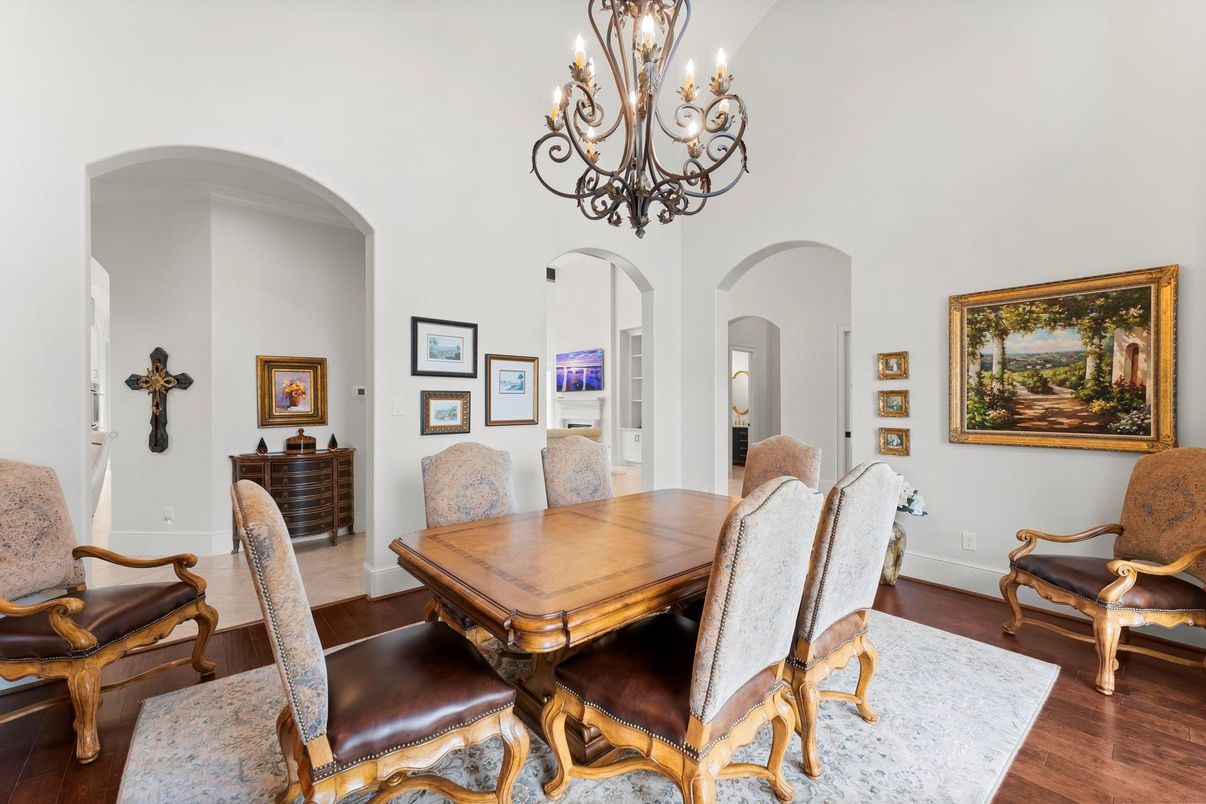 Chandelier, Dining room, Interior, Wood Texture Flooring