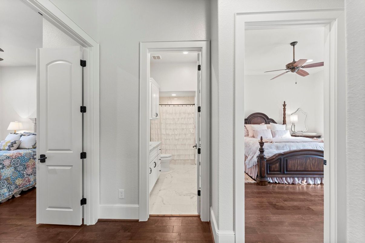 Bathroom, Bedroom, Interior, Marble, Recessed Lighting, Wood Texture Flooring