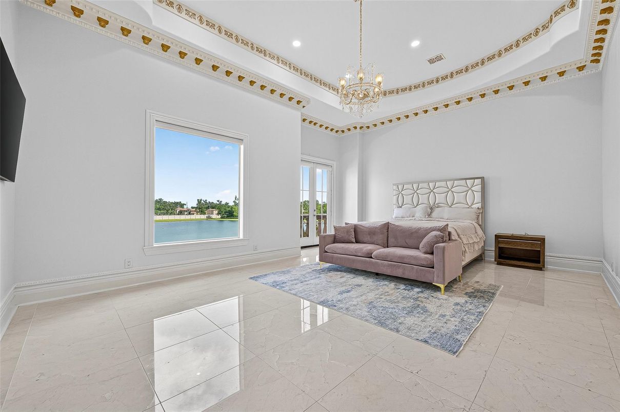 Bedroom, Chandelier, Interior, Recessed Lighting, Water
