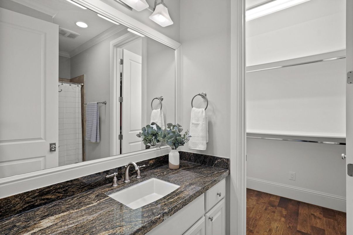 Bathroom, Interior, Recessed Lighting, Wood Texture Flooring