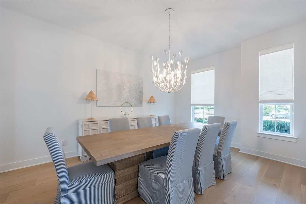 Chandelier, Dining room, Interior, Pendant Lights, Wood Texture Flooring