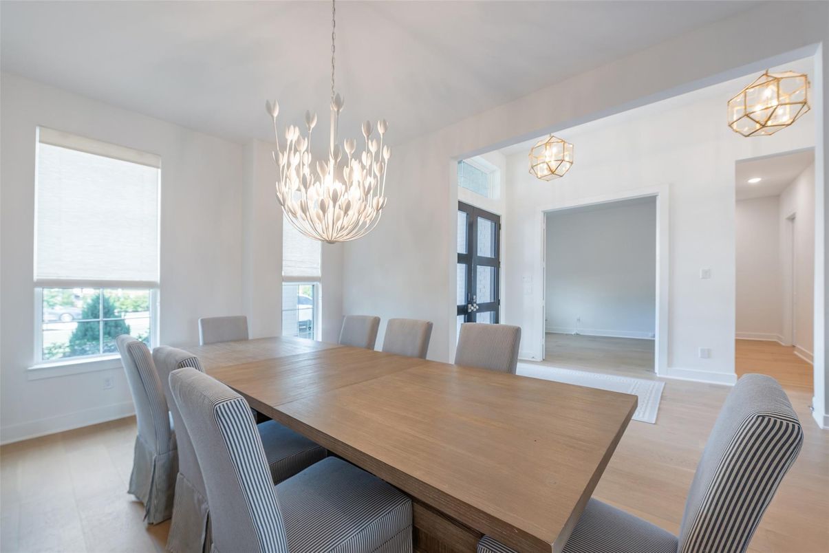 Chandelier, Dining room, Interior, Wood Texture Flooring