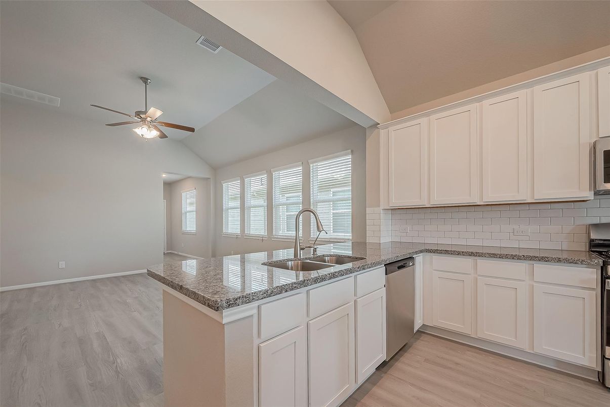 Interior, Kitchen, Recessed Lighting, Wood Texture Flooring
