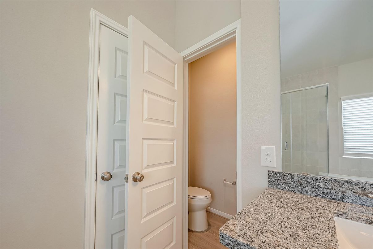 Bathroom, Glass Shower, Interior, Wood Texture Flooring
