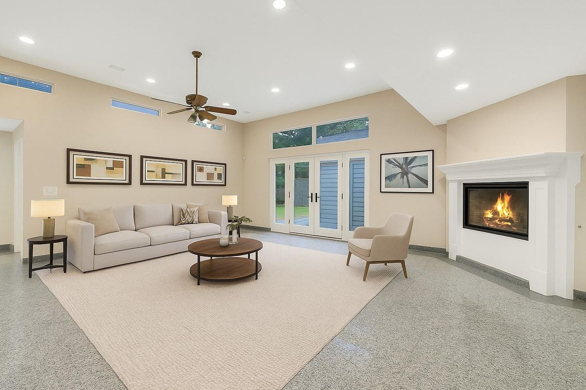 Fireplace, Interior, Living room, Recessed Lighting