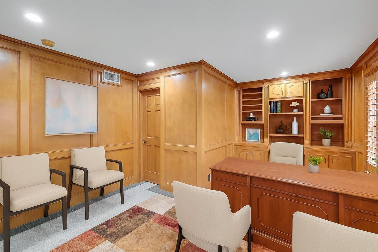 Home Office, Interior, Recessed Lighting, Wooden Walls