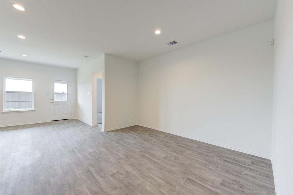 Empty room, Interior, Recessed Lighting, Wood Texture Flooring