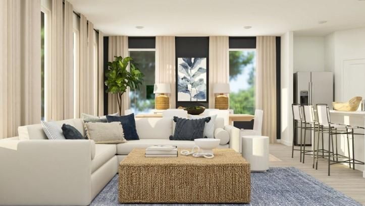 Interior, Living room, Recessed Lighting, Wood Texture Flooring