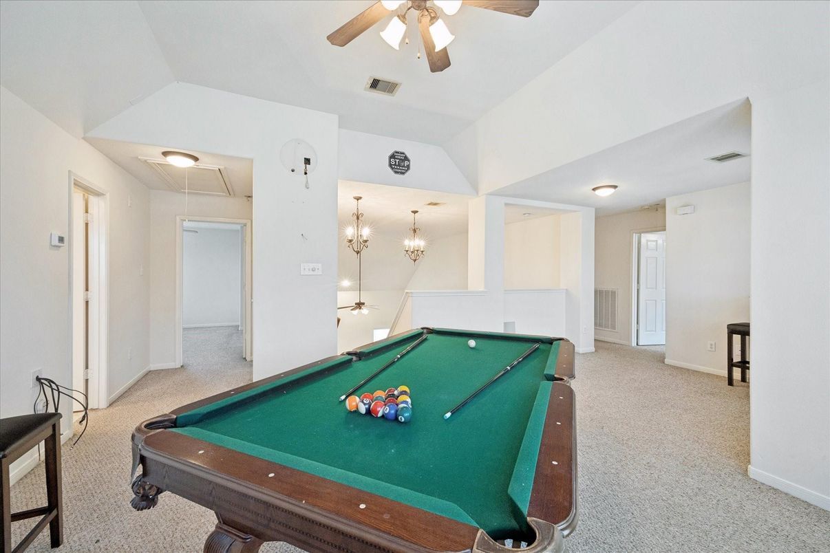 Billiard Table, Chandelier, Game Room, Interior