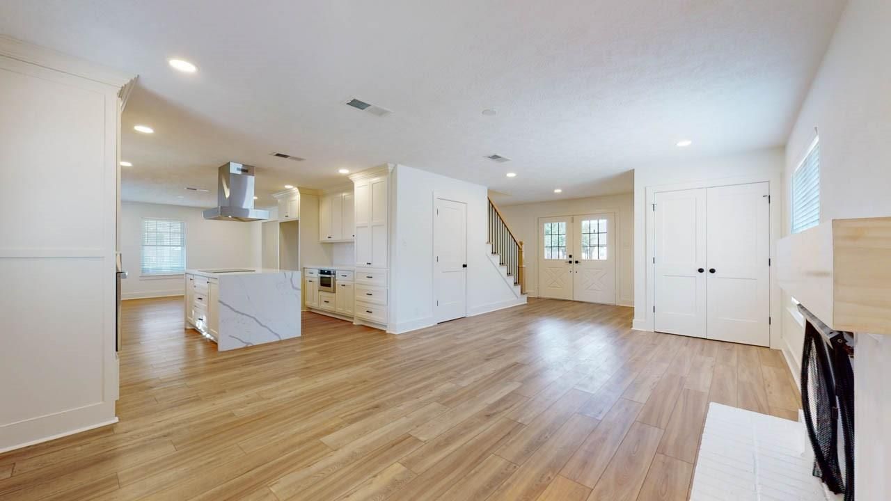 Interior, Kitchen, Recessed Lighting, Wood Texture Flooring