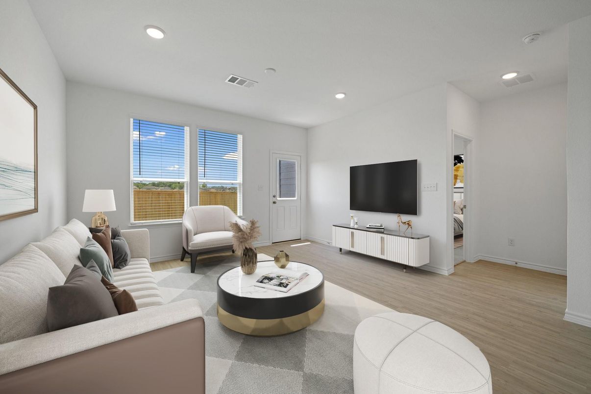 Interior, Living room, Recessed Lighting, Wood Texture Flooring