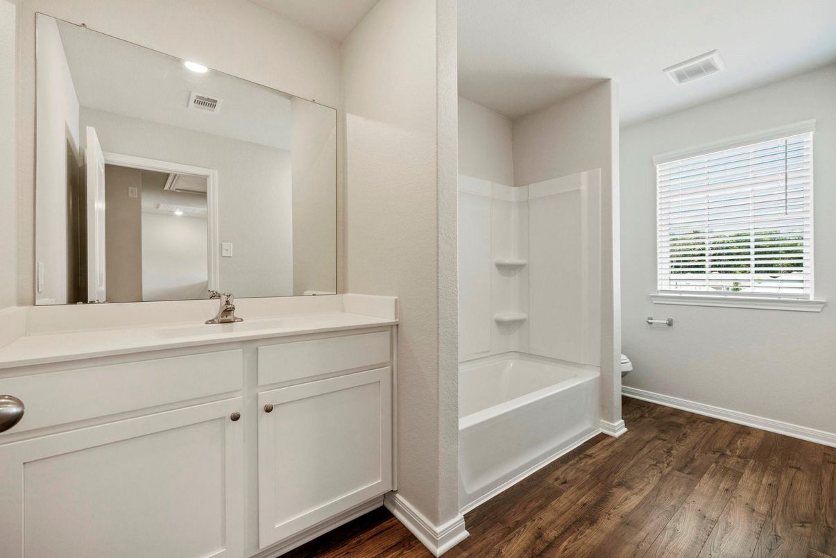 Bathroom, Interior, Recessed Lighting, Wood Texture Flooring