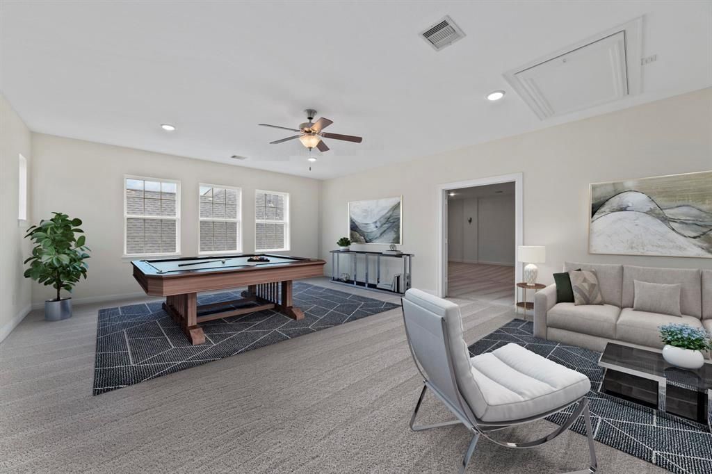 Billiard Table, Game Room, Interior, Living room, Recessed Lighting