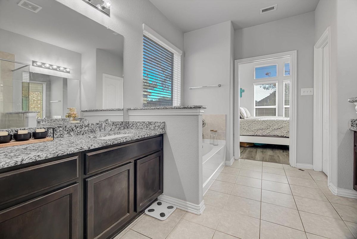 Bathroom, Bedroom, Dual Sink Vanities, Interior, Wood Texture Flooring
