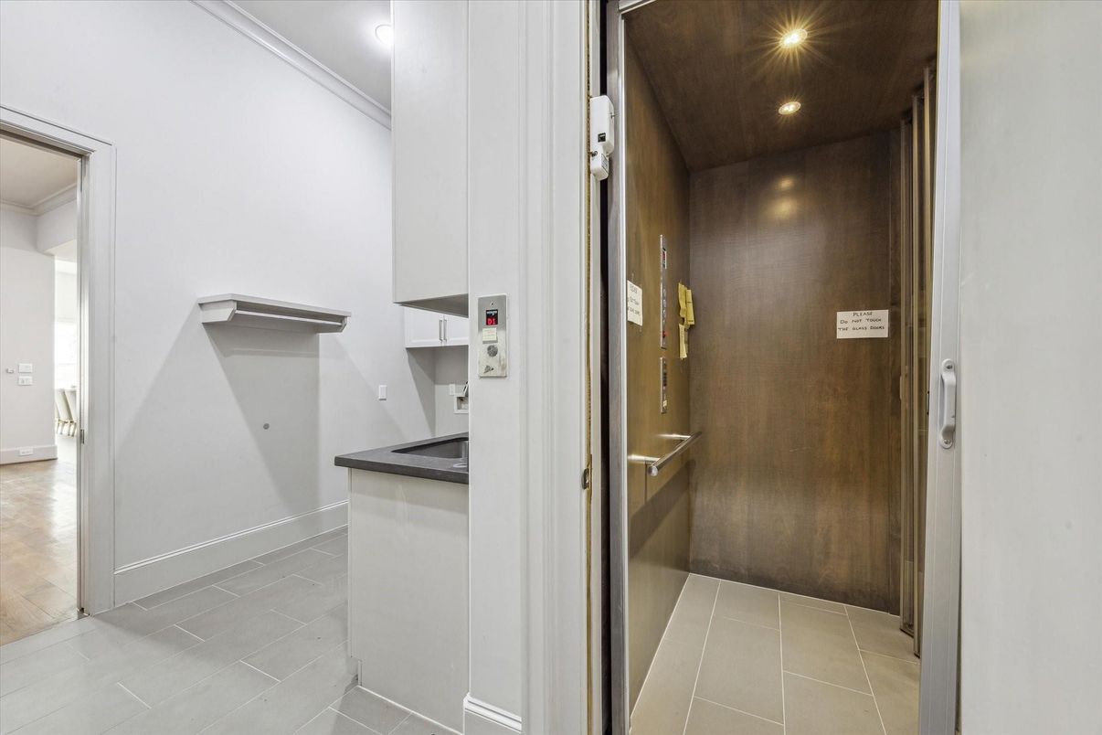 Elevator, Interior, Recessed Lighting, Wooden Ceilings, Wooden Walls