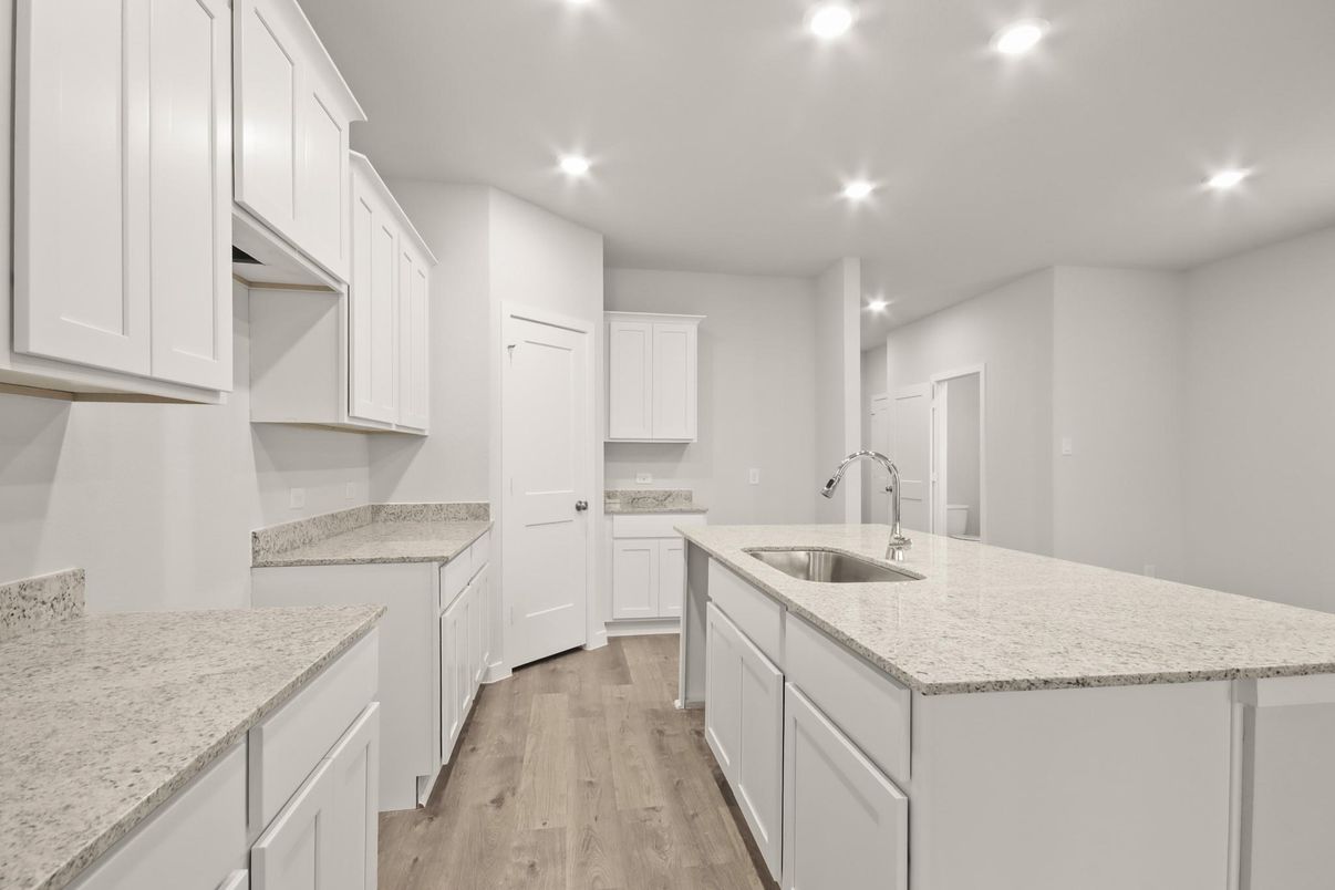 Interior, Kitchen, Recessed Lighting, Wood Texture Flooring