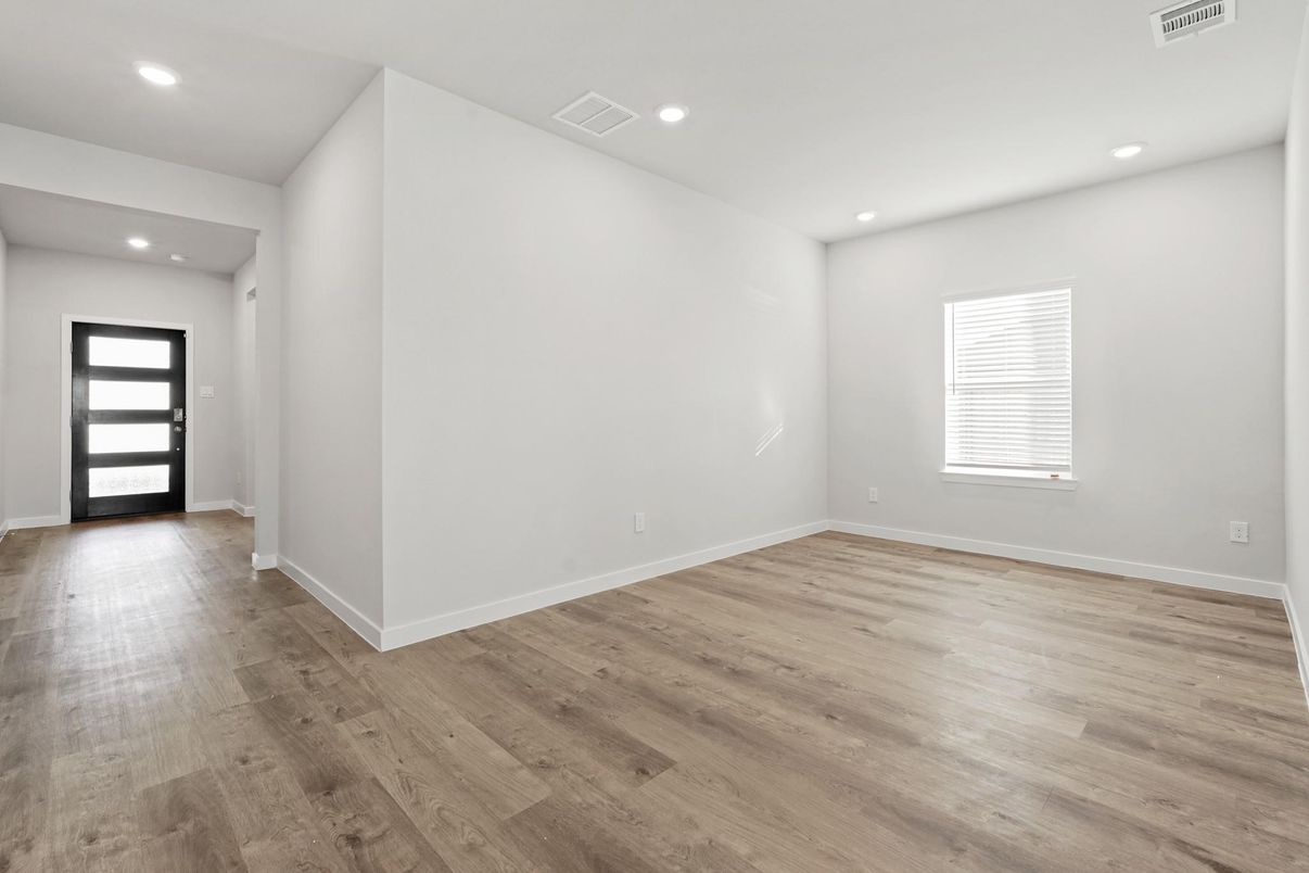 Empty room, Interior, Recessed Lighting, Wood Texture Flooring