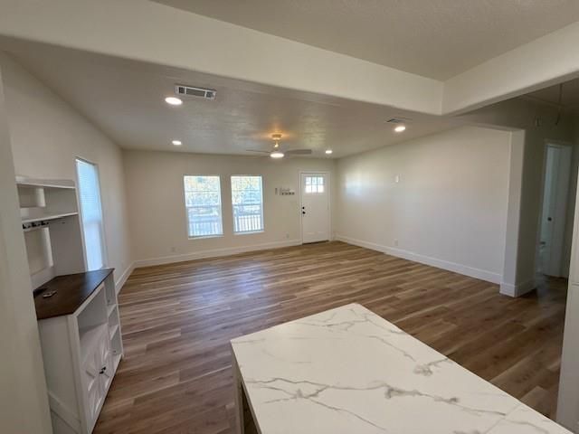 Empty room, Interior, Recessed Lighting, Wood Texture Flooring