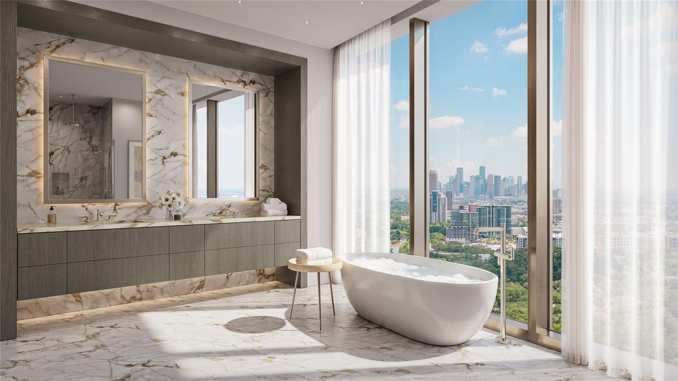 Bathroom, Free Standing Baths, Interior, Marble, Marble Walls, Recessed Lighting