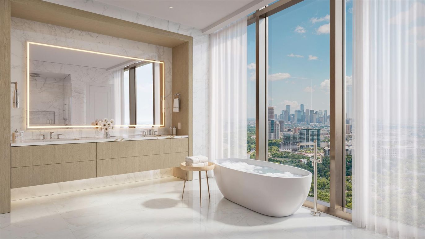 Bathroom, Free Standing Baths, Interior, Marble, Marble Walls, Recessed Lighting