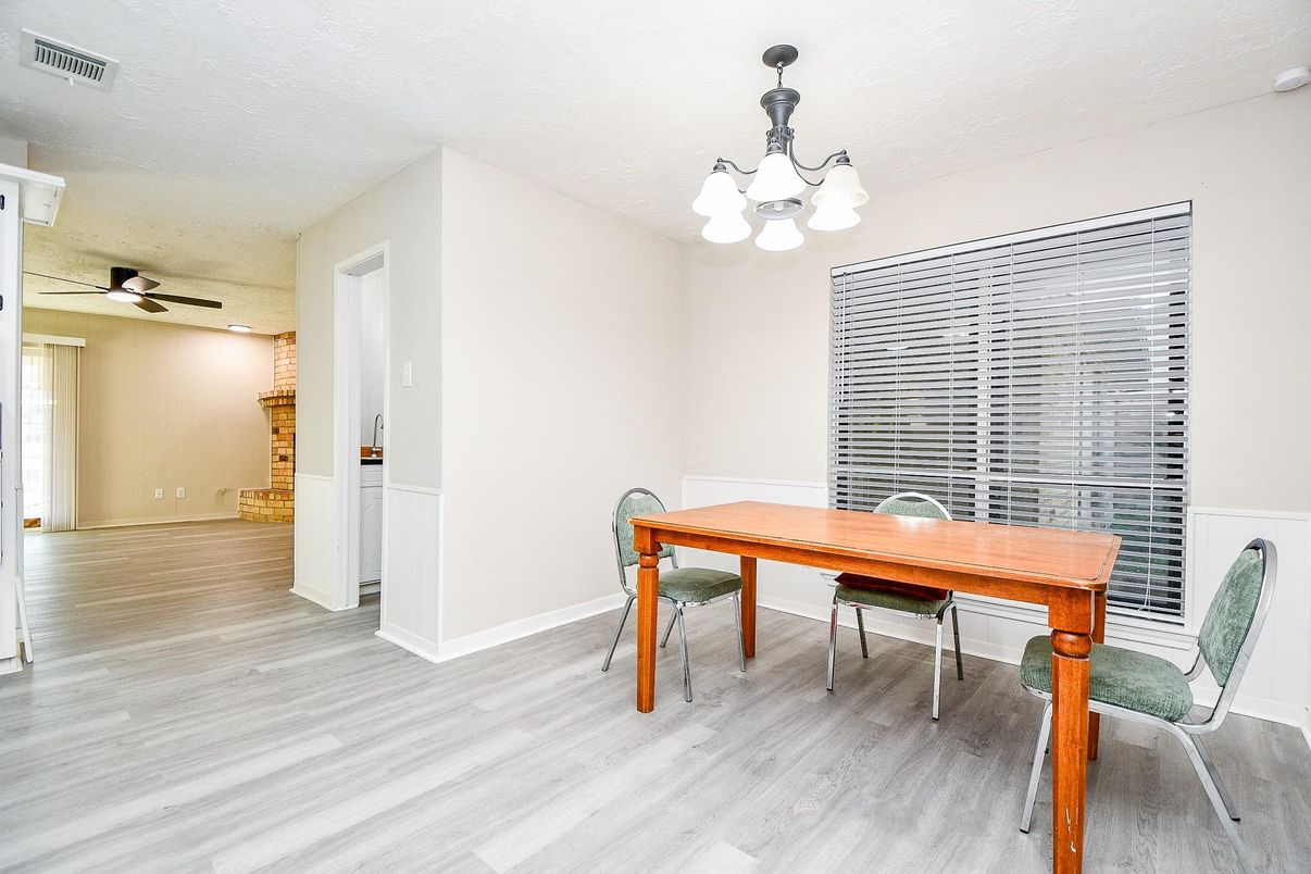 Chandelier, Home Office, Interior, Wood Texture Flooring