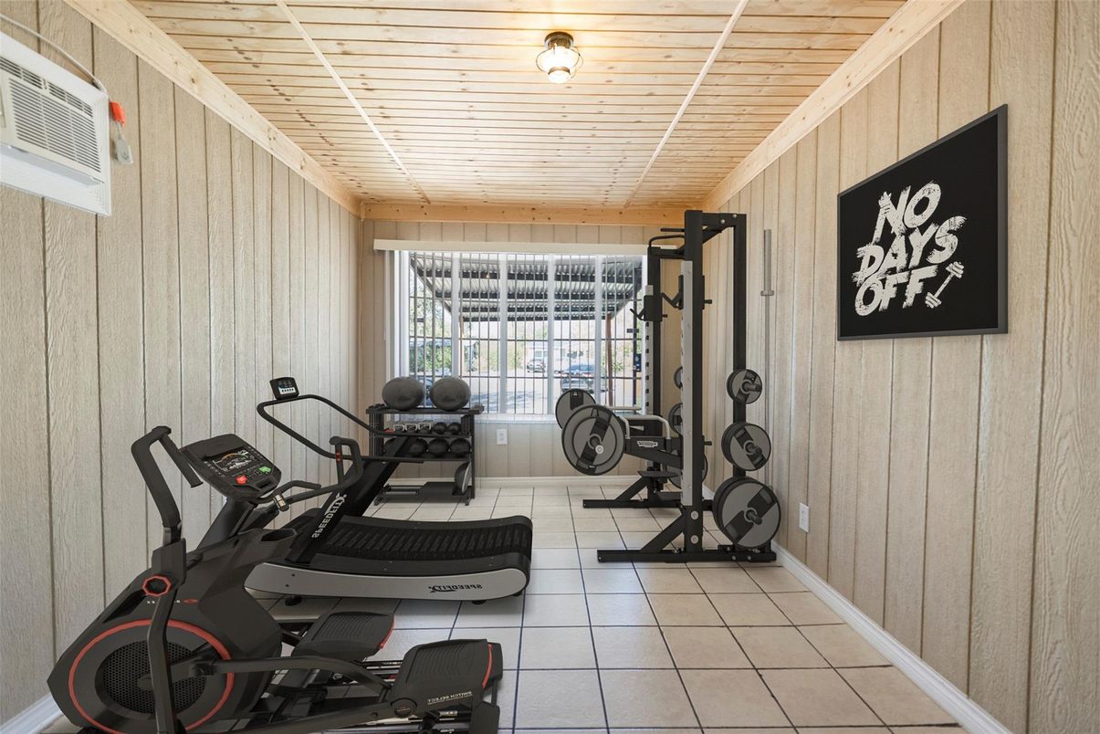 Fitness Equipment, Interior, Wooden Ceilings, Wooden Walls