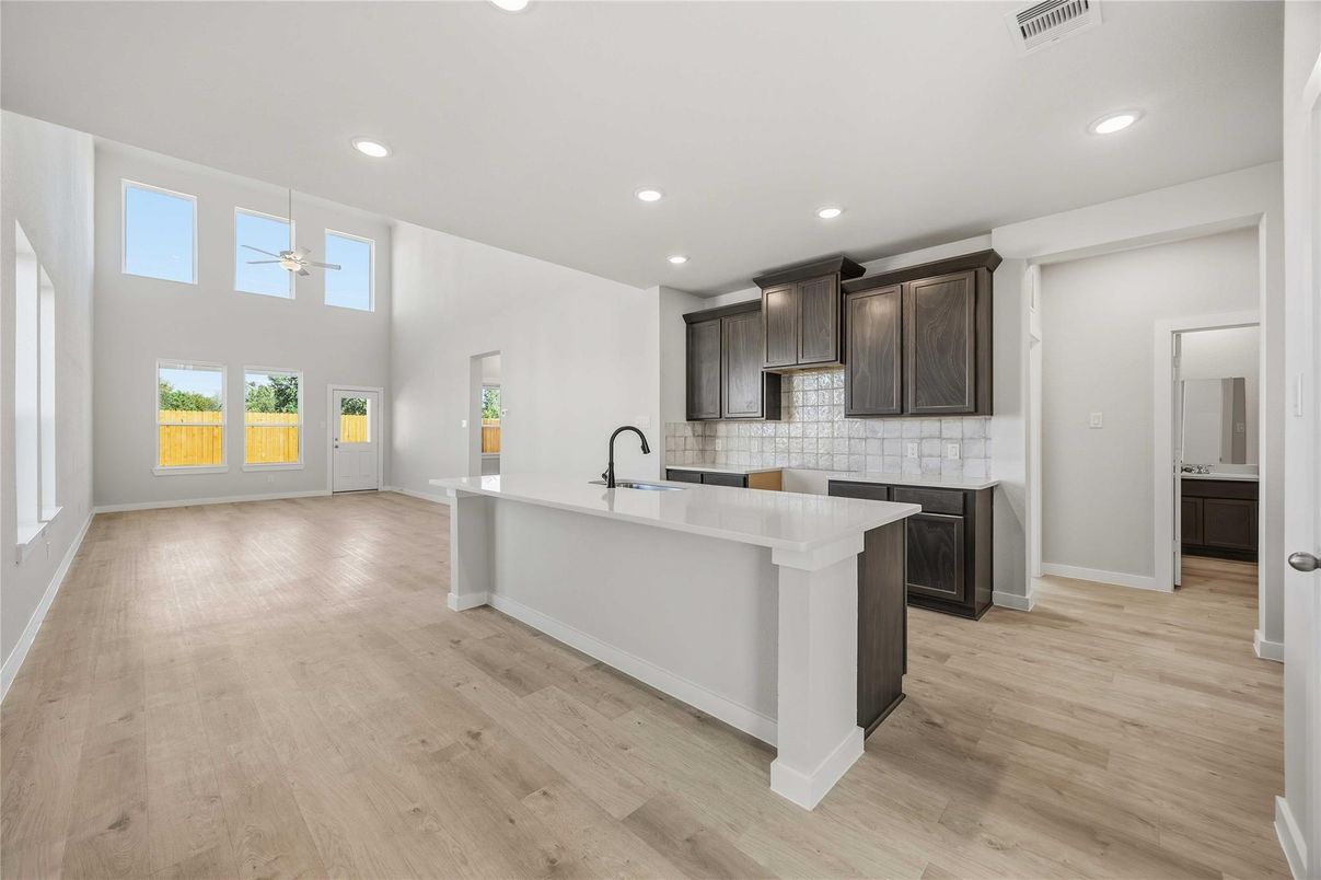 Interior, Kitchen, Recessed Lighting, Wood Texture Flooring