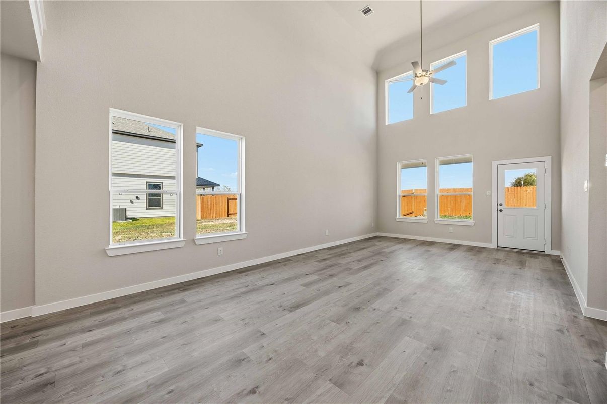 Empty room, Interior, Pendant Lights, Wood Texture Flooring