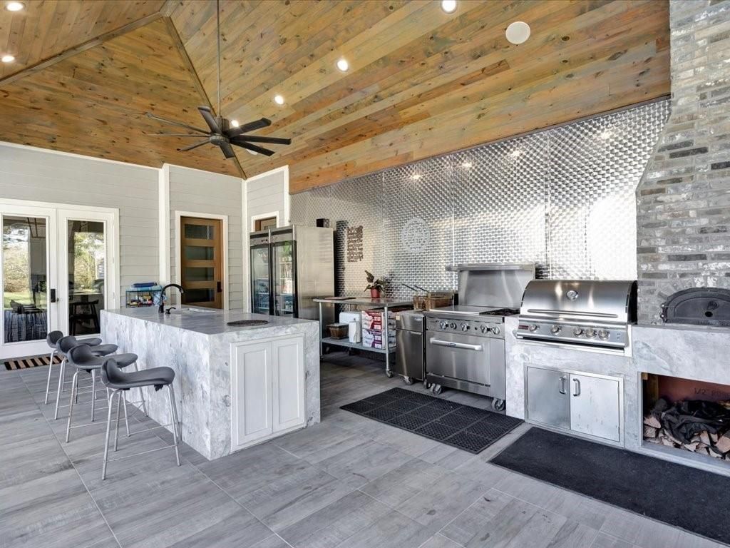 Fireplace, Interior, Recessed Lighting, Wooden Ceilings