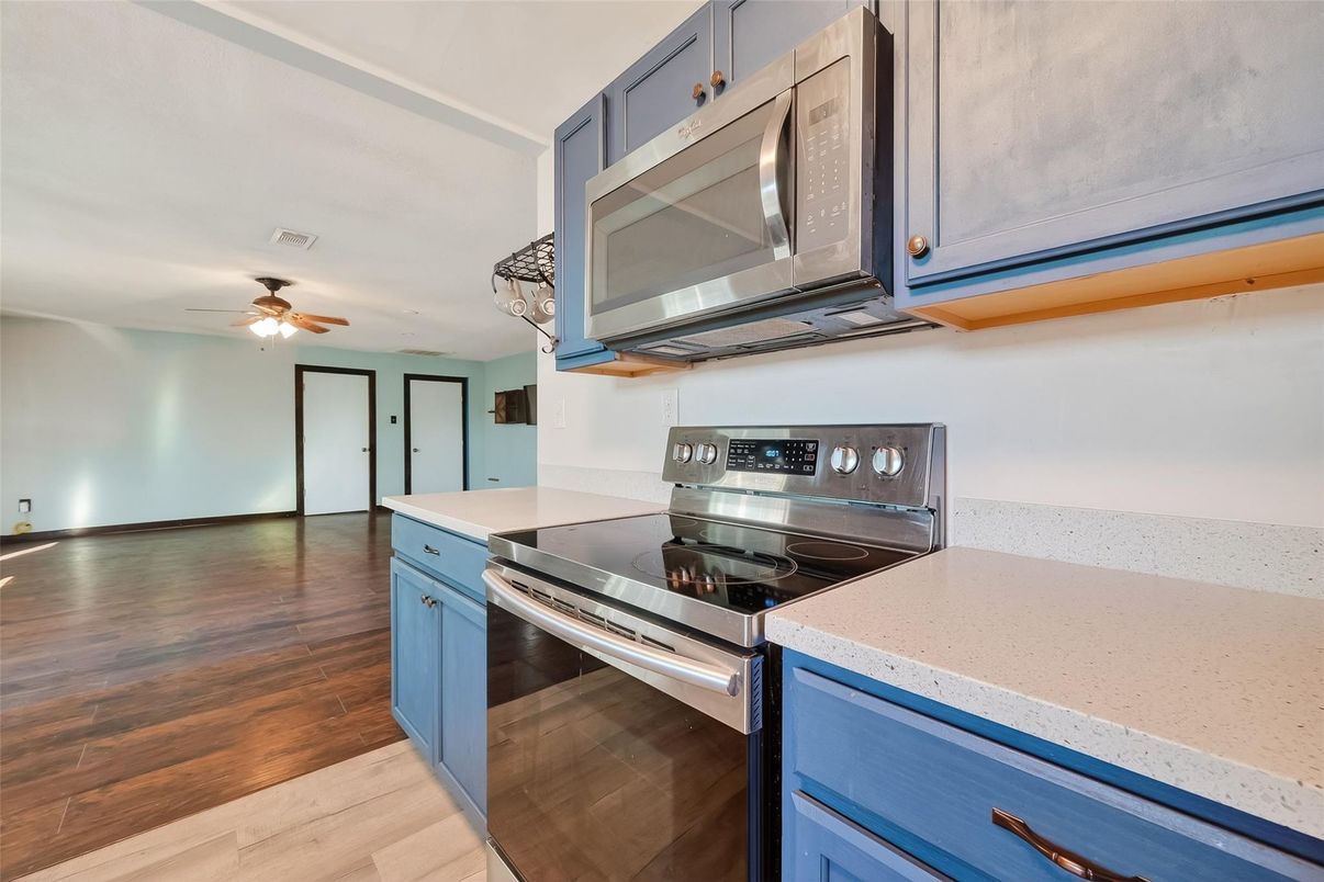 Interior, Kitchen, Stainless Steel Appliances, Wood Texture Flooring