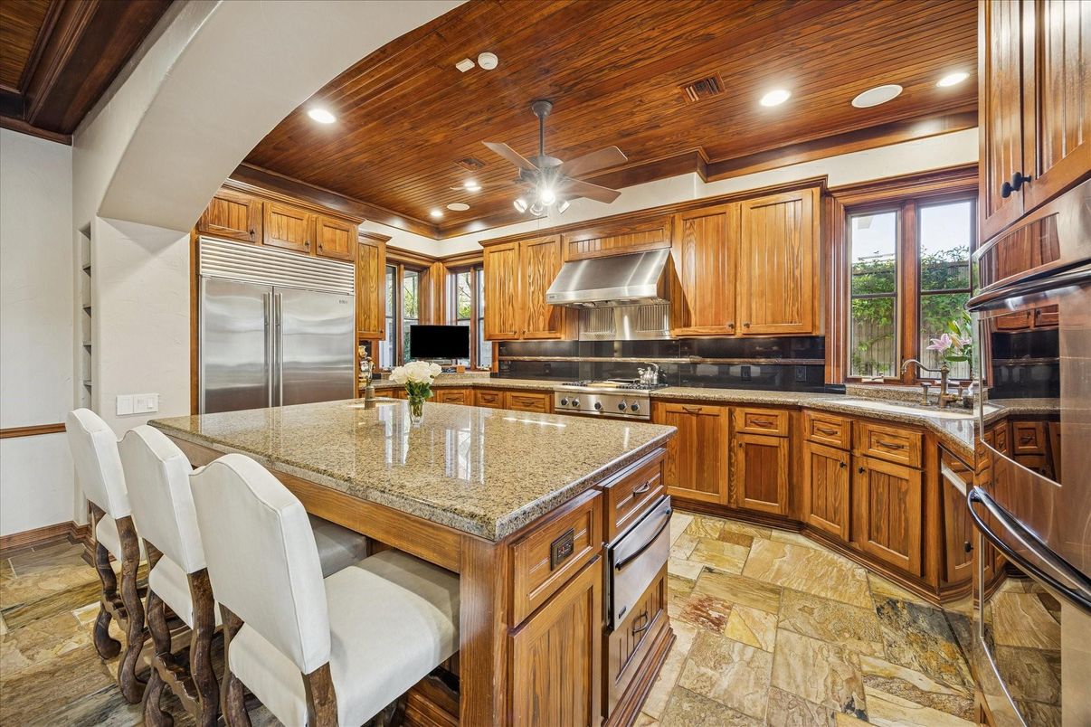 Interior, Kitchen, Recessed Lighting, Stainless Steel Appliances, Wooden Ceilings