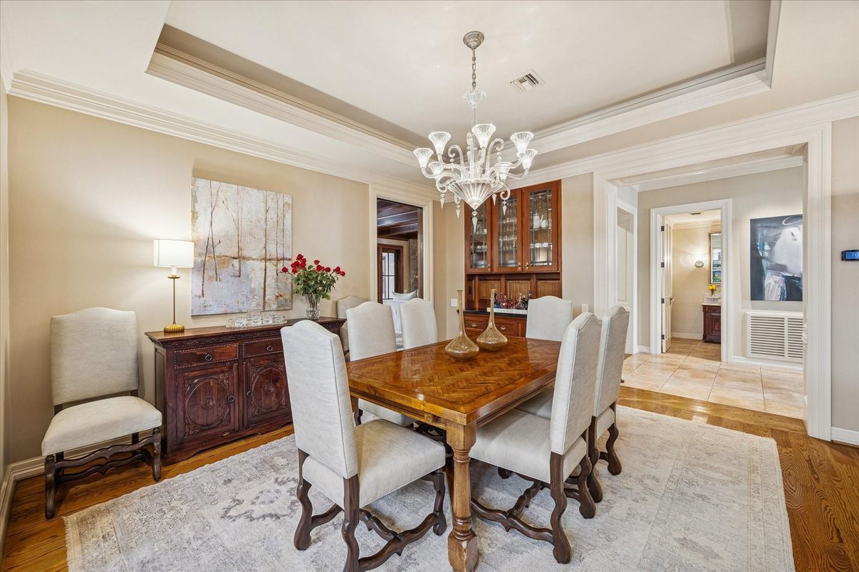 Chandelier, Dining room, Interior, Wood Texture Flooring