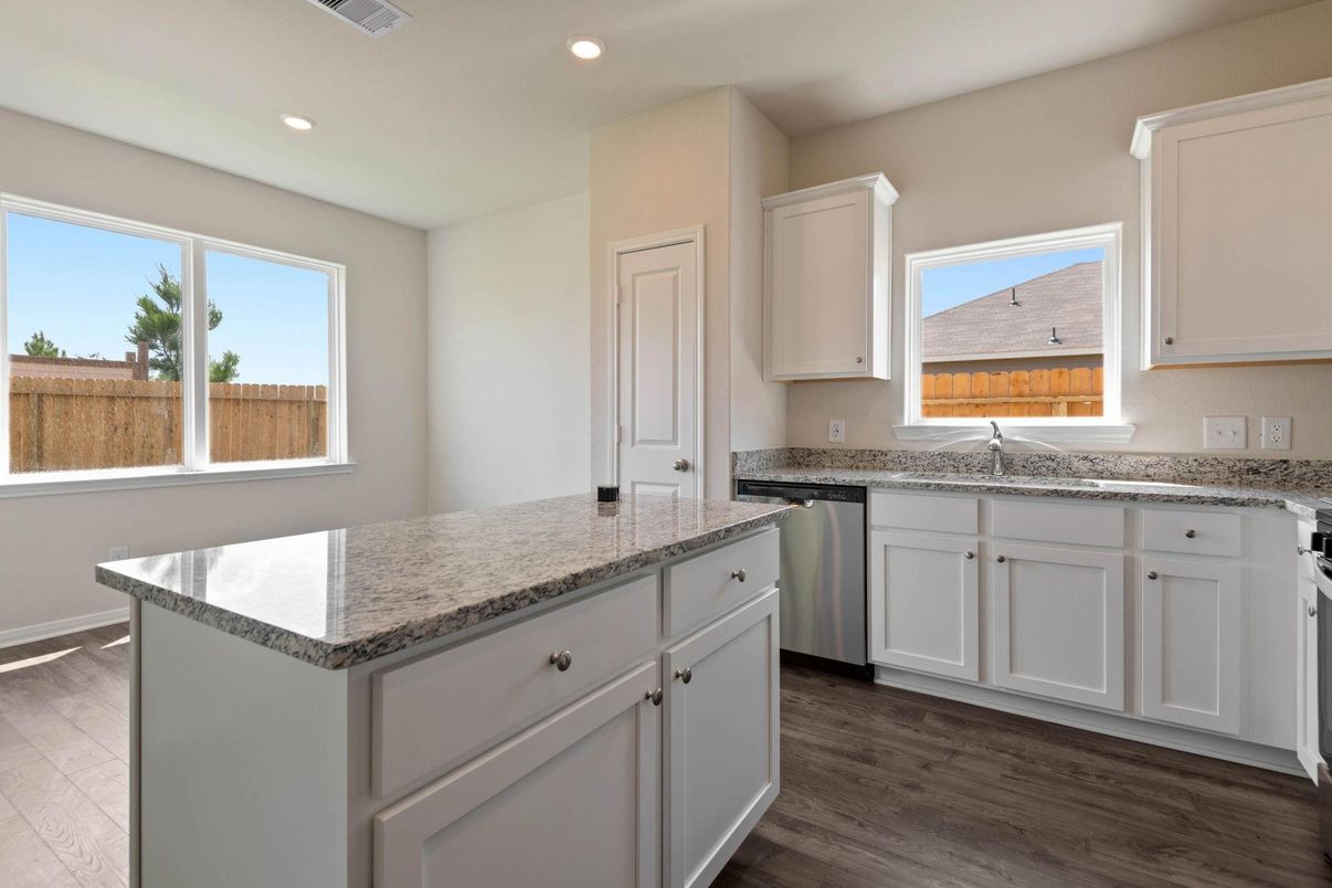 Interior, Kitchen, Recessed Lighting, Wood Texture Flooring