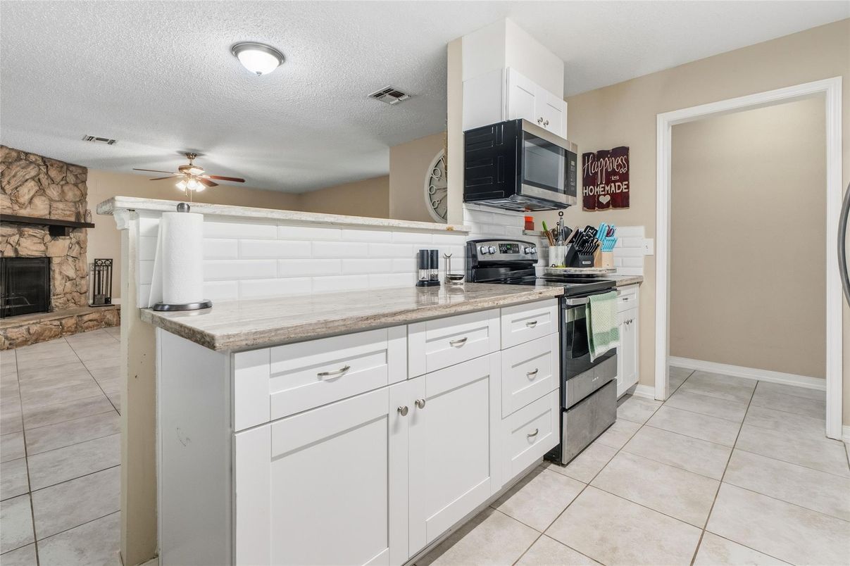 Fireplace, Interior, Kitchen, Stone Walls
